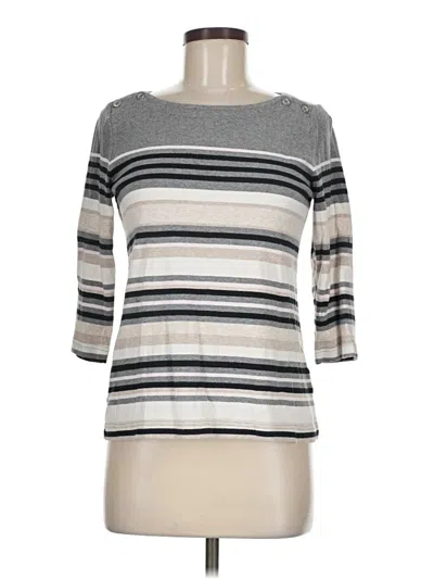 Pre-owned Croft & Barrow 3/4 Sleeve Top Gray Boatneck Tops