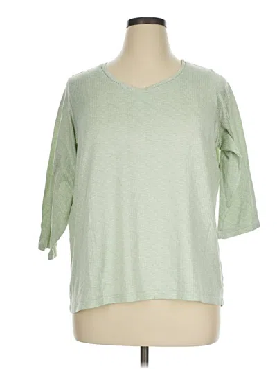 Pre-owned Croft & Barrow 3/4 Sleeve Top Green Crew Neck Tops