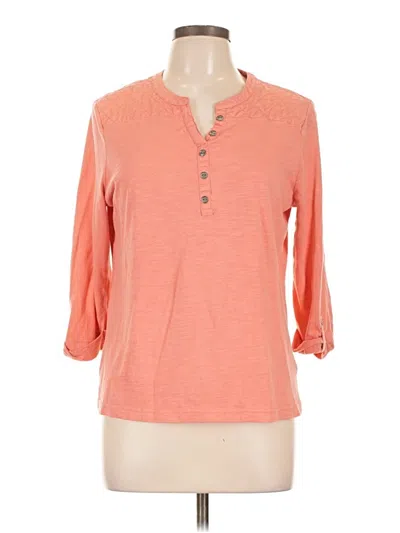 Pre-owned Croft & Barrow 3/4 Sleeve Top Orange Keyhole Neckline Tops