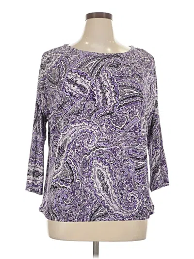 Pre-owned Croft & Barrow 3/4 Sleeve Top Purple Boatneck Tops
