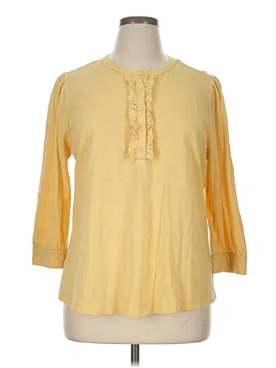 Pre-owned Croft & Barrow 3/4 Sleeve Top Yellow Keyhole Neckline Tops