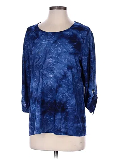 Pre-owned Croft & Barrow 3/4 Sleeve T-shirt In Blue