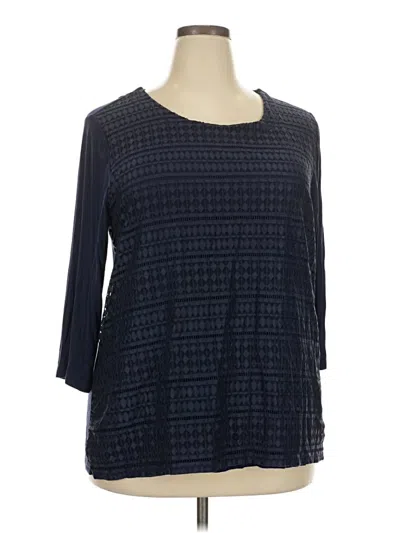 Pre-owned Croft & Barrow 3/4 Sleeve T-shirt In Blue