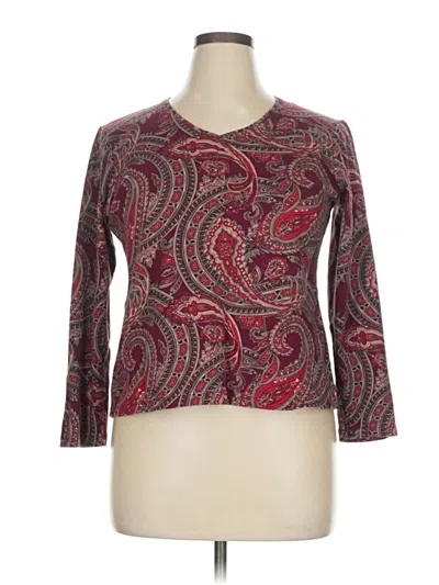 Pre-owned Croft & Barrow 3/4 Sleeve T-shirt In Burgundy