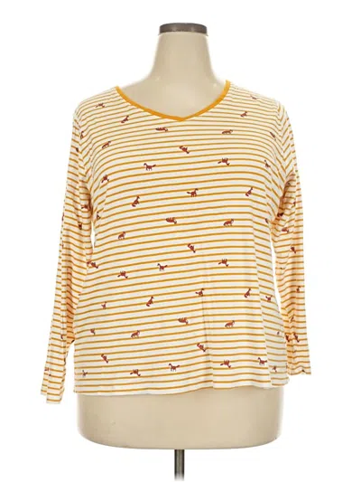 Pre-owned Croft & Barrow 3/4 Sleeve T-shirt In Gold