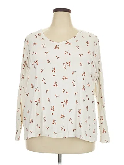 Pre-owned Croft & Barrow 3/4 Sleeve T-shirt In Ivory