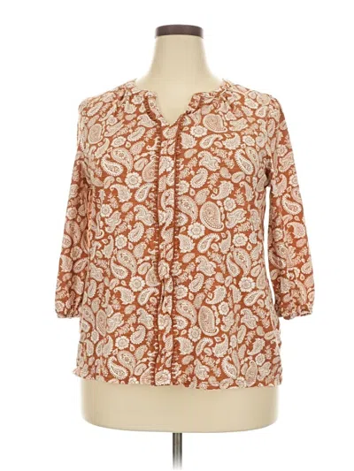 Pre-owned Croft & Barrow 3/4 Sleeve T-shirt In Orange