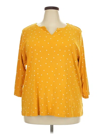 Pre-owned Croft & Barrow 3/4 Sleeve T-shirt In Yellow
