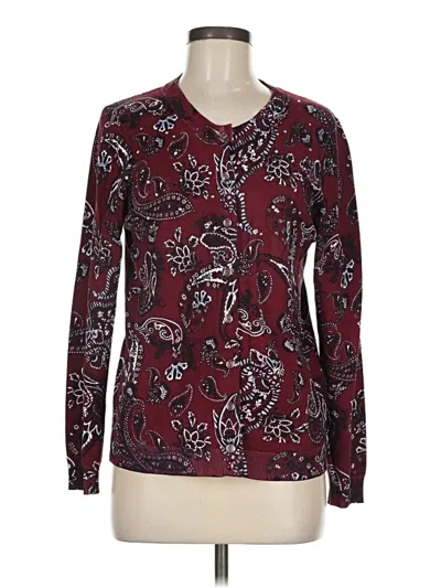 Pre-owned Croft & Barrow Cardigan Sweater In Burgundy