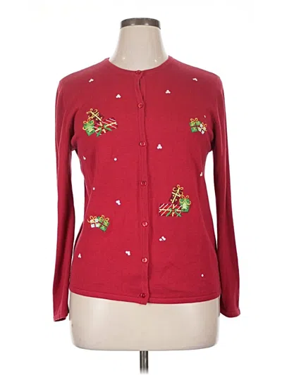 Pre-owned Croft & Barrow Cardigan Sweater In Red