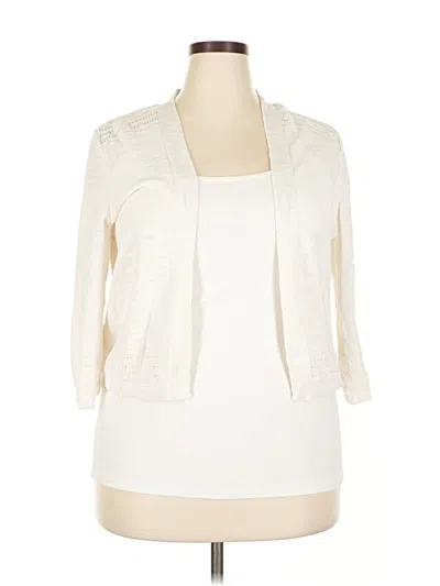 Pre-owned Croft & Barrow Cardigan Sweater In White