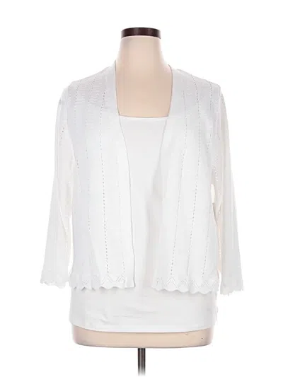 Pre-owned Croft & Barrow Cardigan Sweater In White