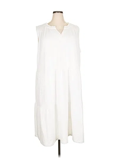 Pre-owned Croft & Barrow Casual Dress In White