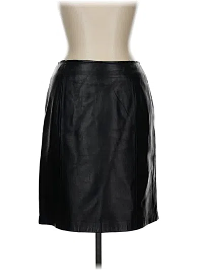 Pre-owned Croft & Barrow Faux Leather Skirt In Black
