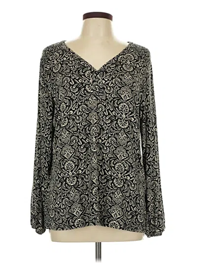 Pre-owned Croft & Barrow Long Sleeve Blouse In Black