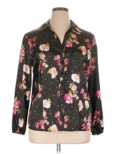 Pre-owned Croft & Barrow Long Sleeve Blouse In Black