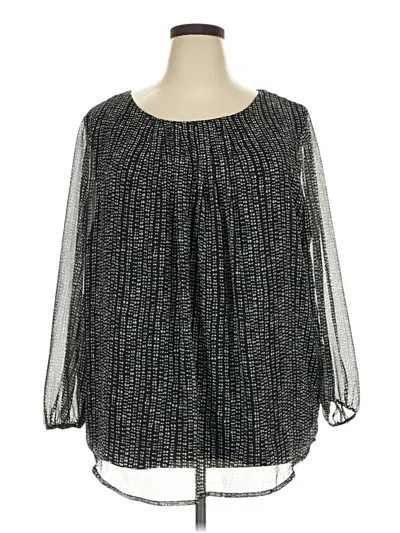 Pre-owned Croft & Barrow Long Sleeve Blouse In Black