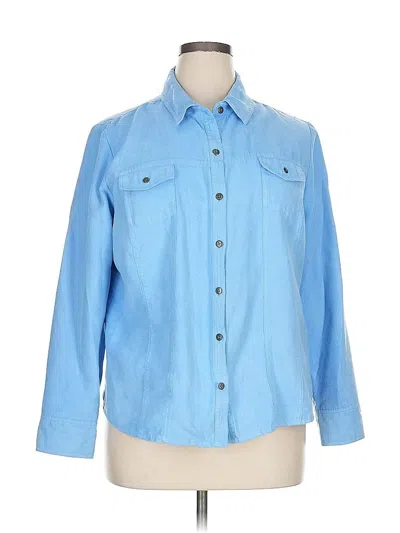 Pre-owned Croft & Barrow Long Sleeve Blouse In Blue
