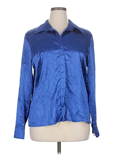 Pre-owned Croft & Barrow Long Sleeve Blouse In Blue