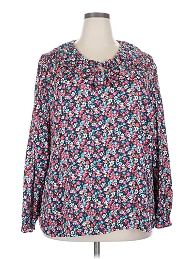 Pre-owned Croft & Barrow Long Sleeve Blouse In Blue