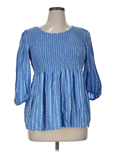 Pre-owned Croft & Barrow Long Sleeve Blouse In Blue