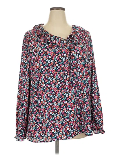 Pre-owned Croft & Barrow Long Sleeve Blouse In Blue