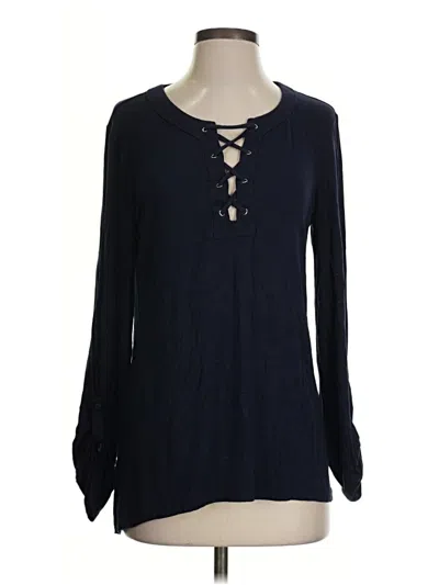 Pre-owned Croft & Barrow Long Sleeve Blouse In Blue