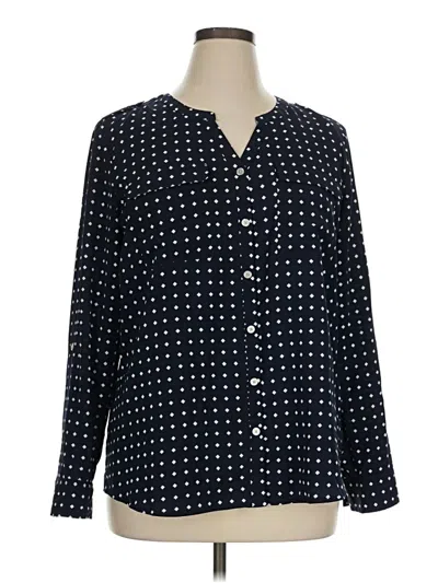 Pre-owned Croft & Barrow Long Sleeve Blouse In Blue
