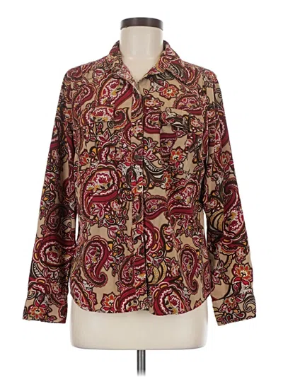 Pre-owned Croft & Barrow Long Sleeve Blouse In Burgundy