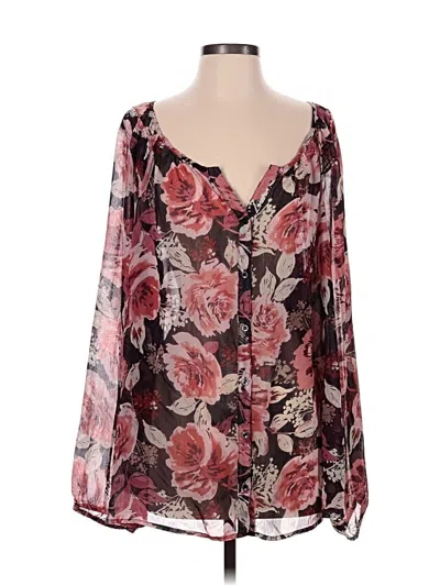 Pre-owned Croft & Barrow Long Sleeve Blouse In Burgundy