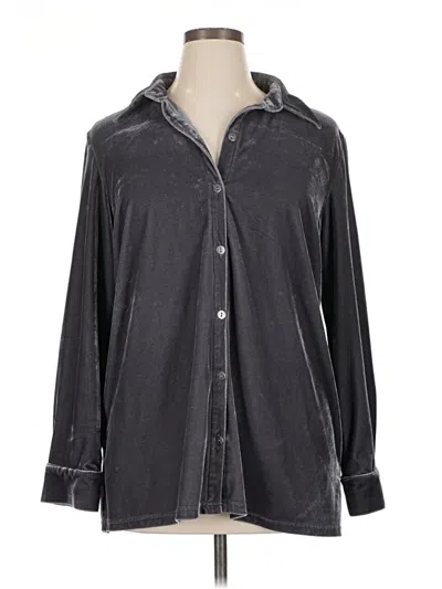 Pre-owned Croft & Barrow Long Sleeve Blouse In Gray