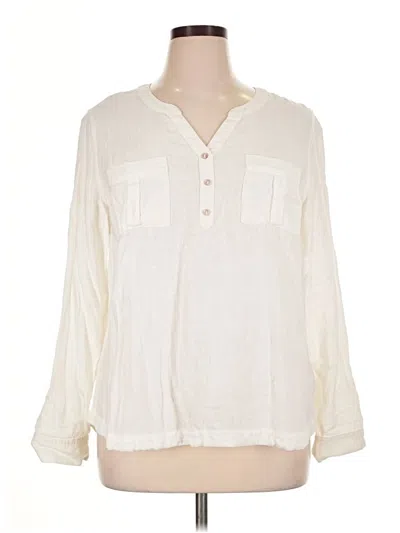 Pre-owned Croft & Barrow Long Sleeve Blouse In Ivory