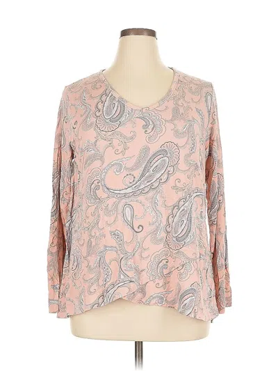 Pre-owned Croft & Barrow Long Sleeve Blouse In Pink