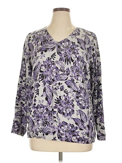 Pre-owned Croft & Barrow Long Sleeve Blouse In Purple
