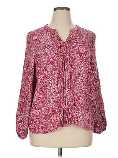 Pre-owned Croft & Barrow Long Sleeve Blouse In Red
