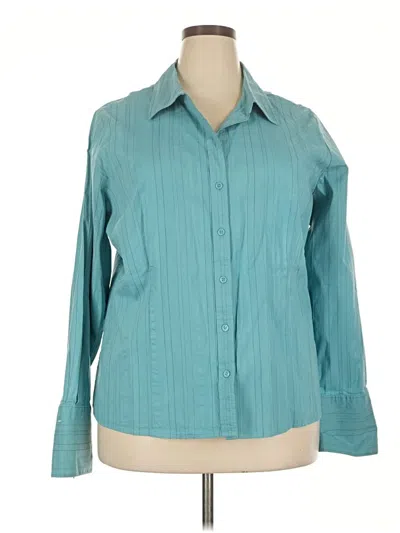 Pre-owned Croft & Barrow Long Sleeve Blouse In Teal