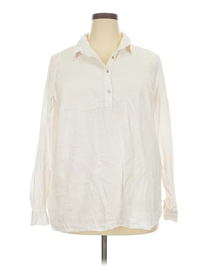 Pre-owned Croft & Barrow Long Sleeve Blouse In White