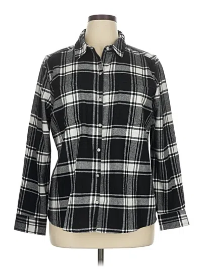 Pre-owned Croft & Barrow Long Sleeve Button Down Shirt In Black