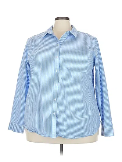 Pre-owned Croft & Barrow Long Sleeve Button Down Shirt In Blue