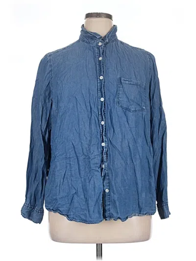 Pre-owned Croft & Barrow Long Sleeve Button Down Shirt In Blue
