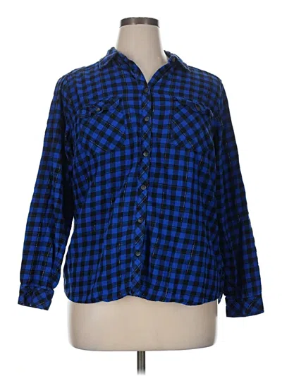 Pre-owned Croft & Barrow Long Sleeve Button Down Shirt In Blue
