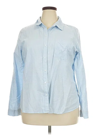 Pre-owned Croft & Barrow Long Sleeve Button Down Shirt In Blue