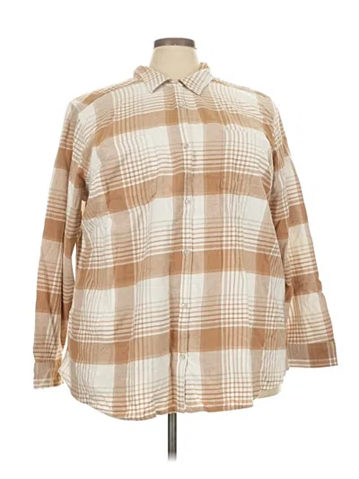 Pre-owned Croft & Barrow Long Sleeve Button Down Shirt In Brown