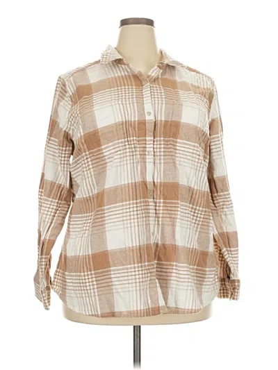 Pre-owned Croft & Barrow Long Sleeve Button Down Shirt In Brown
