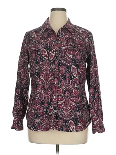 Pre-owned Croft & Barrow Long Sleeve Button Down Shirt In Burgundy