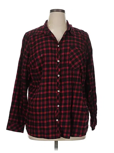 Pre-owned Croft & Barrow Long Sleeve Button Down Shirt In Burgundy