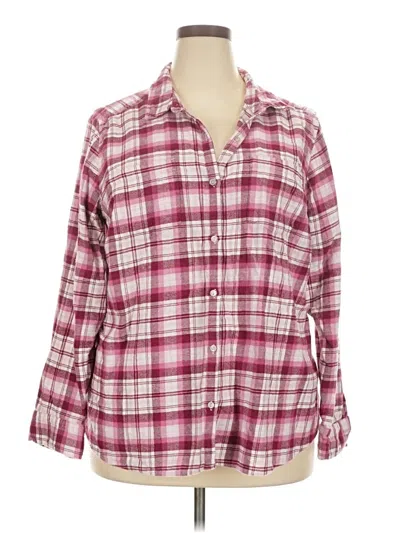 Pre-owned Croft & Barrow Long Sleeve Button Down Shirt In Burgundy