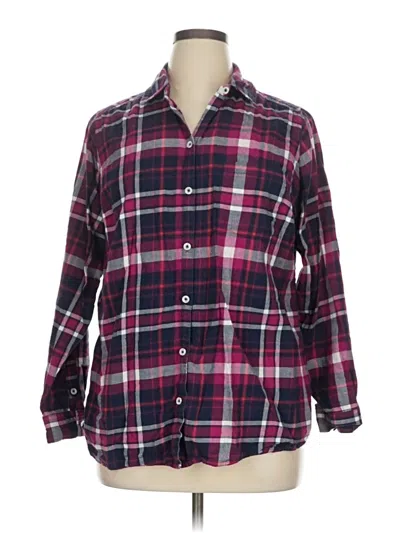 Pre-owned Croft & Barrow Long Sleeve Button Down Shirt In Burgundy