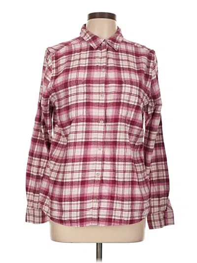 Pre-owned Croft & Barrow Long Sleeve Button Down Shirt In Burgundy