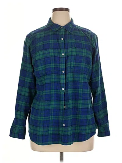 Pre-owned Croft & Barrow Long Sleeve Button Down Shirt In Green